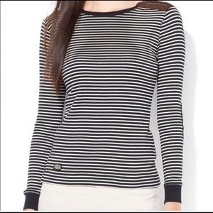Ralph Lauren stripe sweater with suede elbow patch